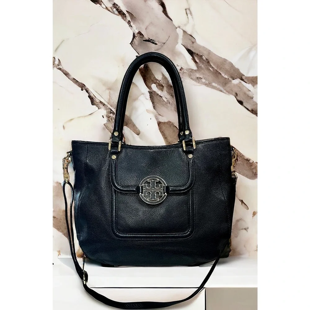 Tory Burch Black Leather Amanda Classic Hobo Shoulder Bag